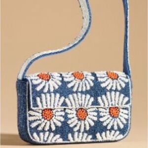 Anthropologie Fiona daisy beaded purse